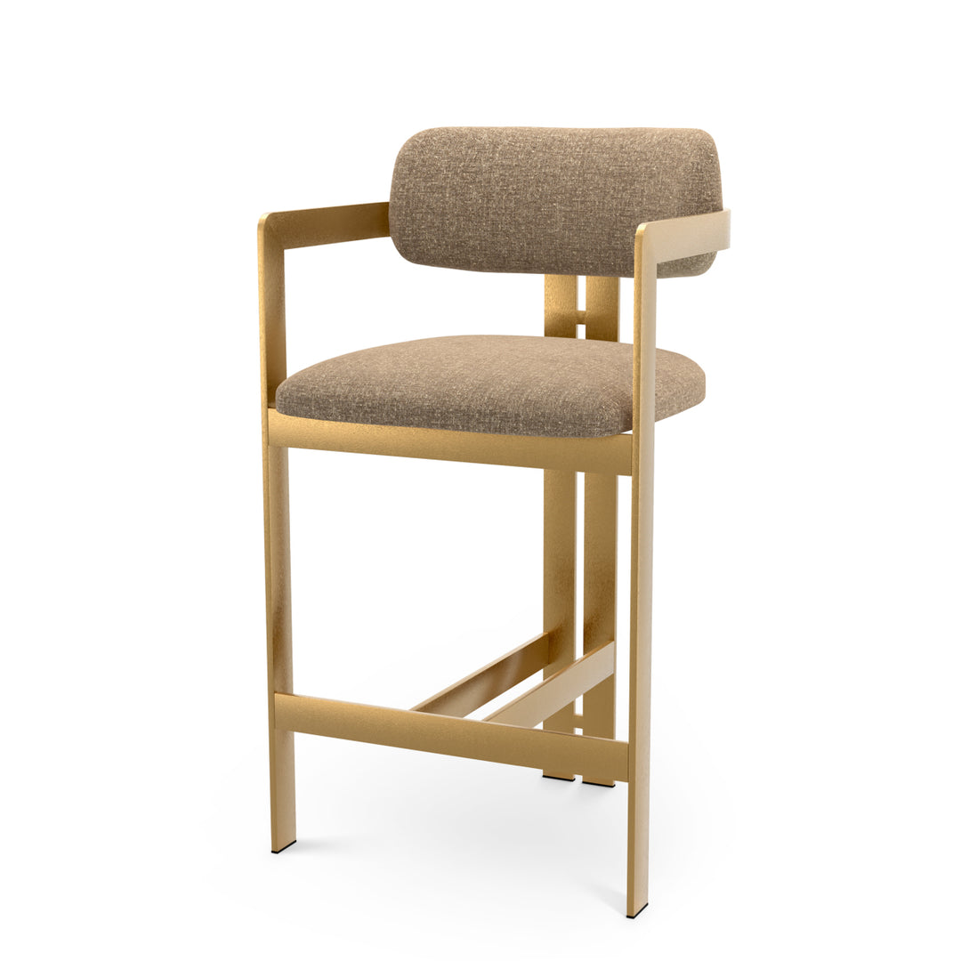 Counter Stool Donato Brushed Brass Finish Hastings Brown Eichholtz