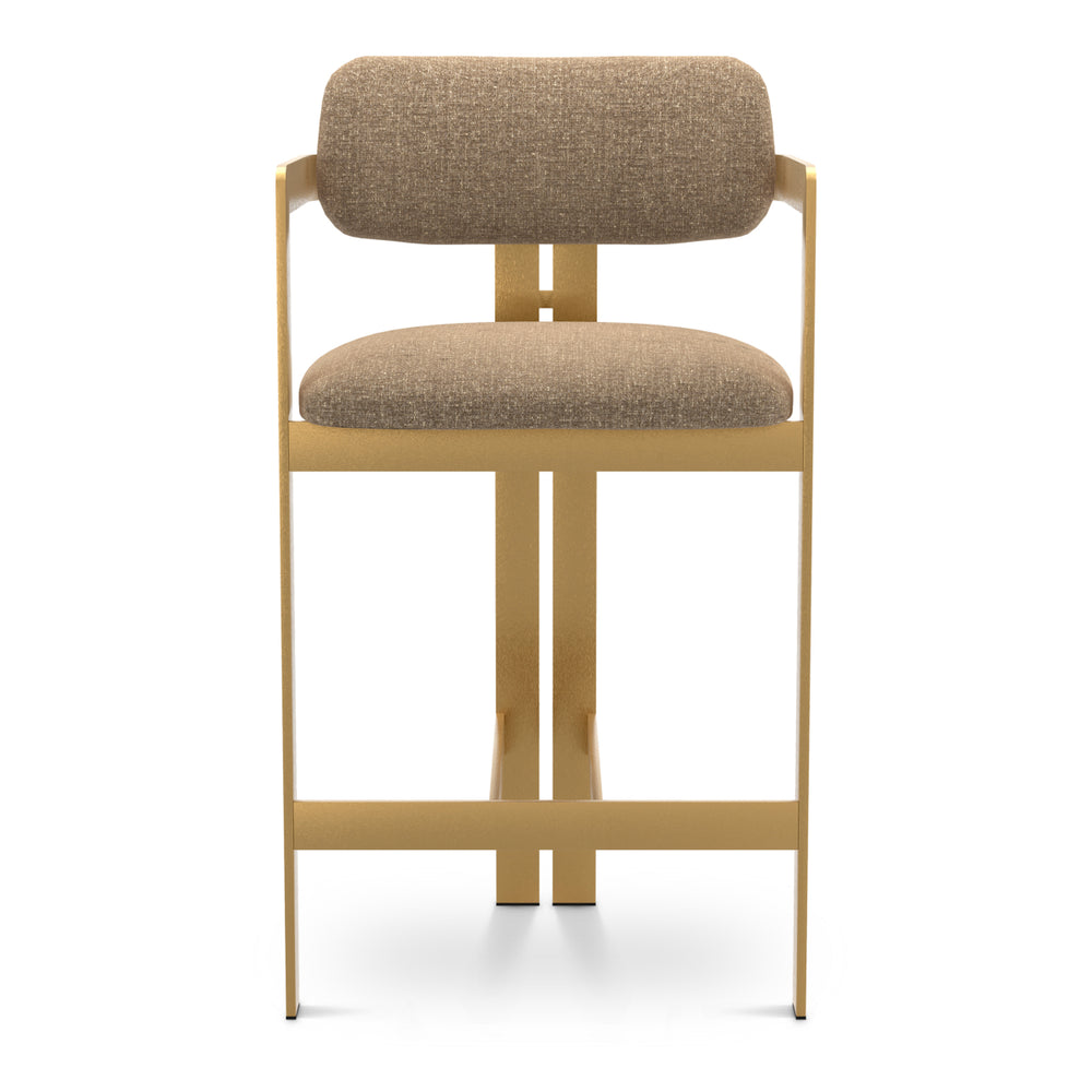 Counter Stool Donato Brushed Brass Finish Hastings Brown Eichholtz