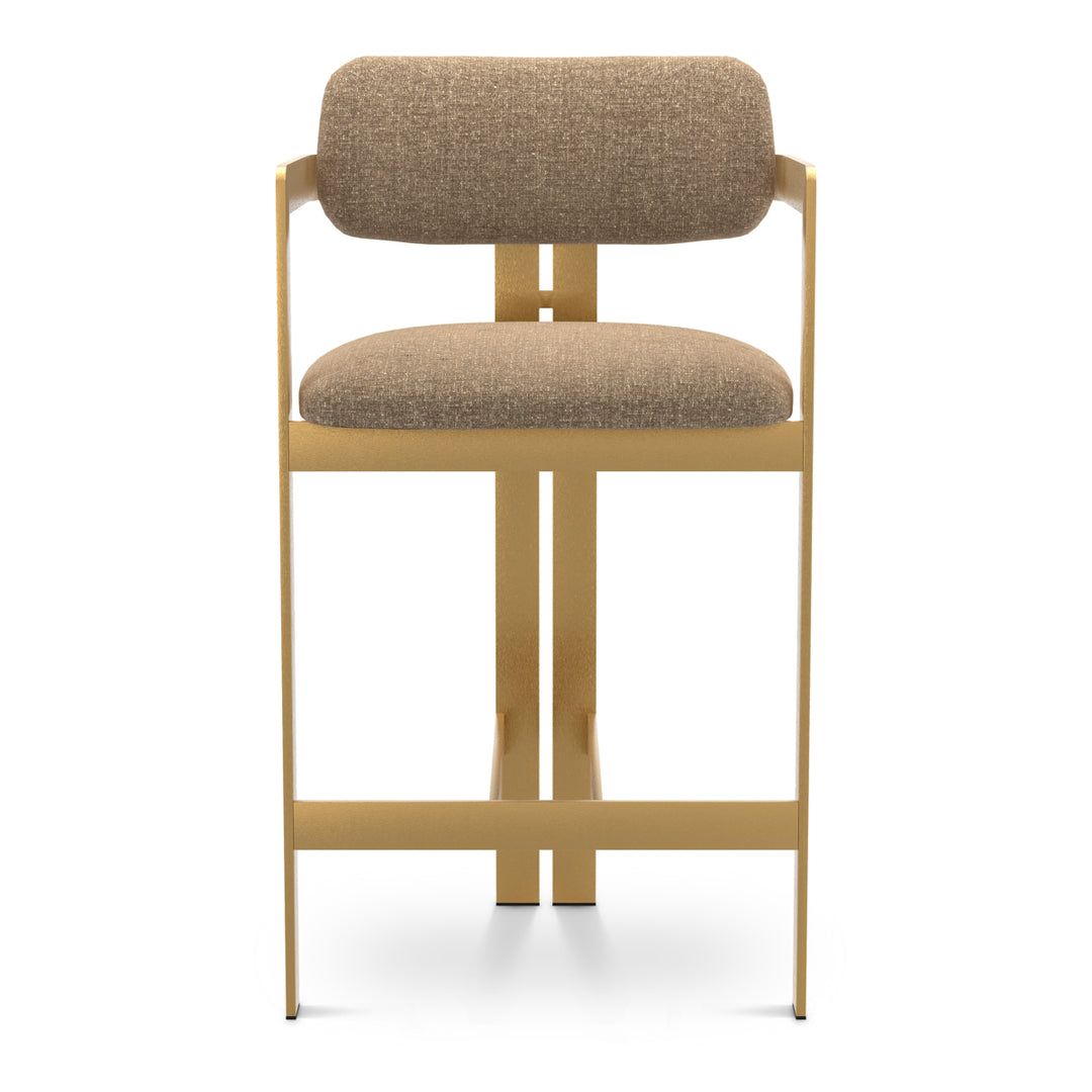 Counter Stool Donato Brushed Brass Finish Hastings Brown Eichholtz