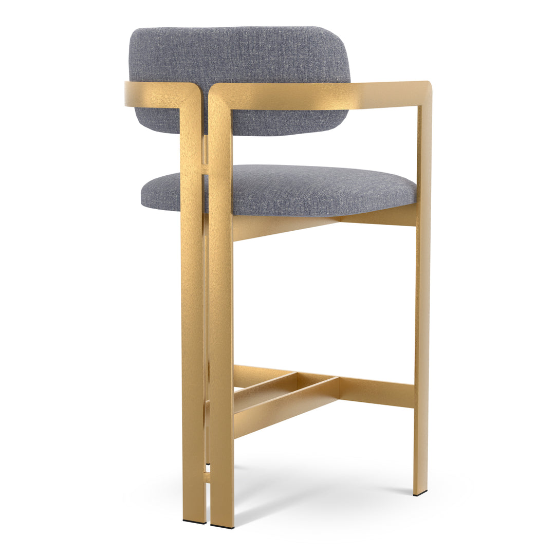 Counter Stool Donato Brushed Brass Finish Hastings Light Blue Eichholtz