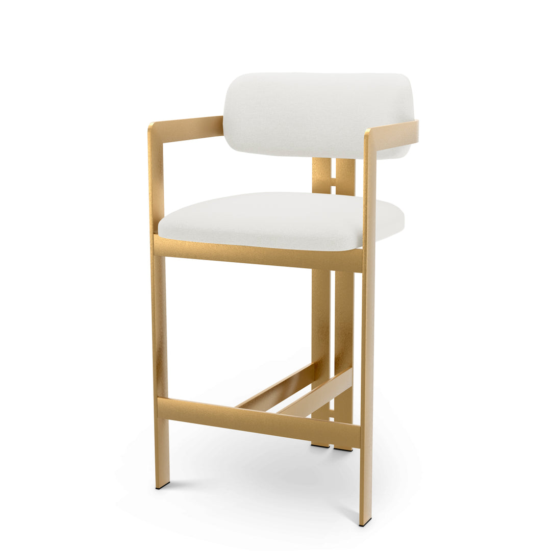 Counter Stool Donato Brushed Brass Finish Muslin White Eichholtz
