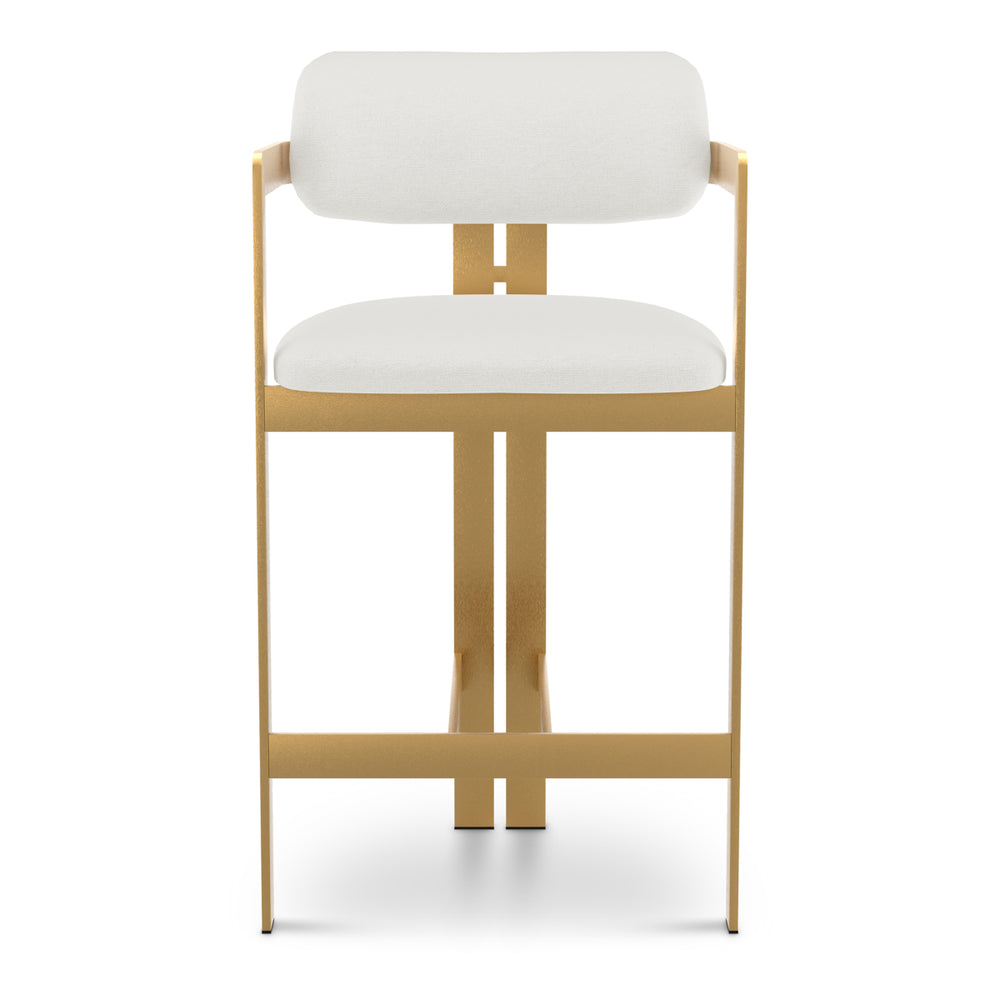 Counter Stool Donato Brushed Brass Finish Muslin White Eichholtz