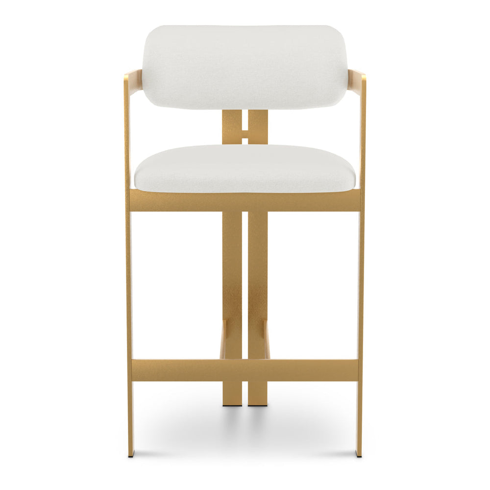 Counter Stool Donato Brushed Brass Finish Muslin White Chairs Eichholtz