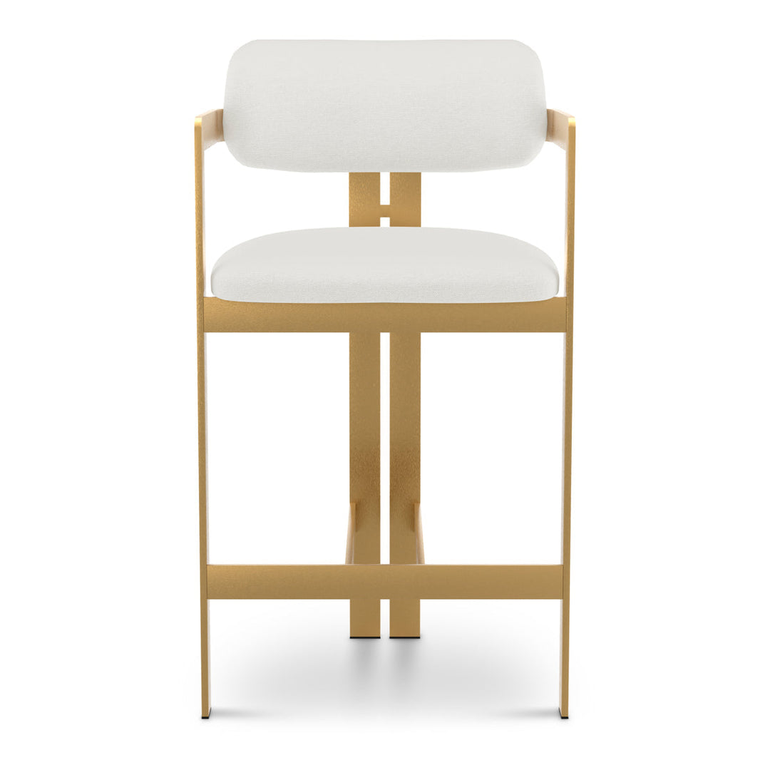 Counter Stool Donato Brushed Brass Finish Muslin White Chairs Eichholtz