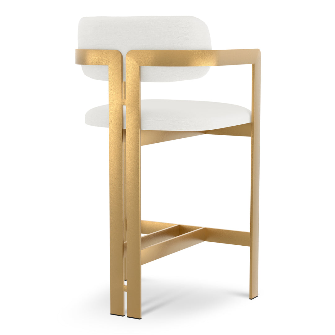 Counter Stool Donato Brushed Brass Finish Muslin White Eichholtz