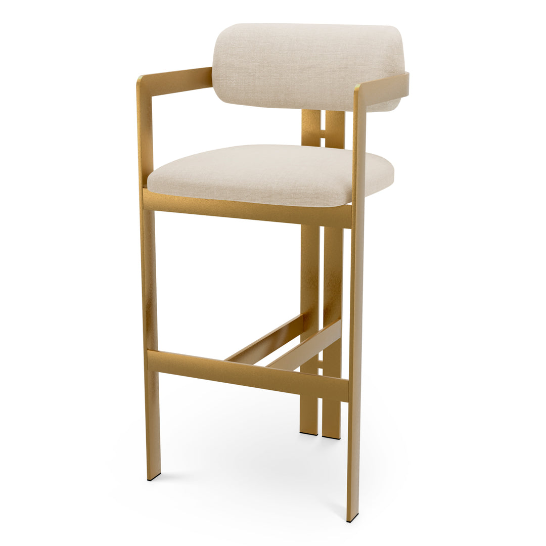 Bar Stool Donato Brushed Brass Finish Stratfort Pearl Eichholtz