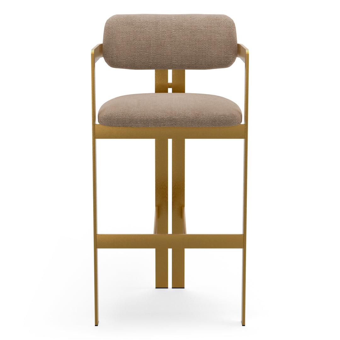 Bar Stool Donato Brushed Brass Finish Stratfort Warm Grey Eichholtz