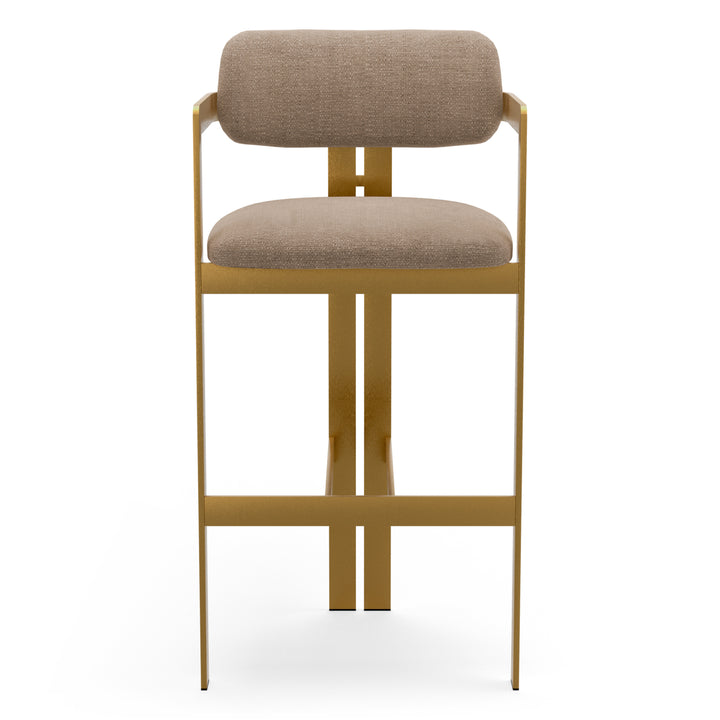 Bar Stool Donato Brushed Brass Finish Stratfort Warm Grey Eichholtz