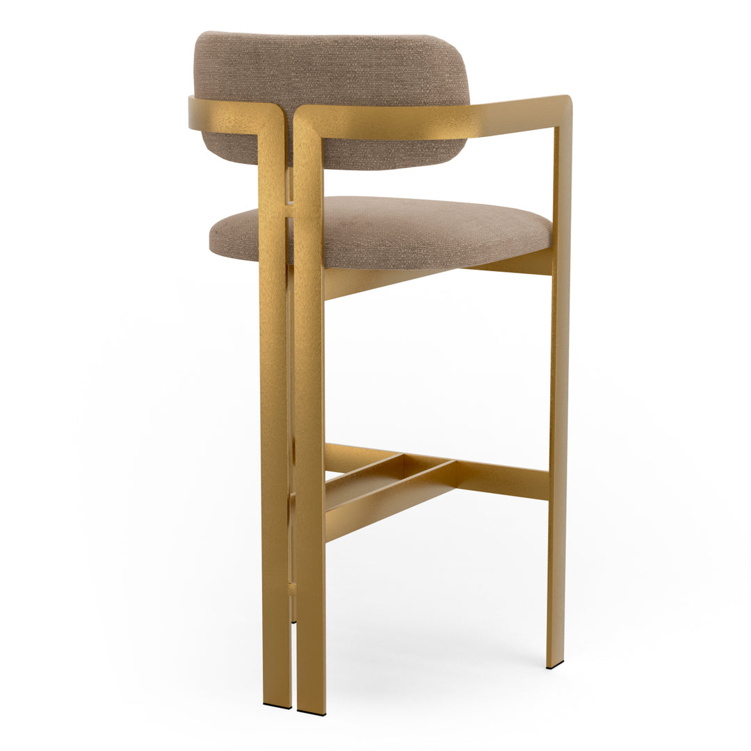 Bar Stool Donato Brushed Brass Finish Stratfort Warm Grey Eichholtz