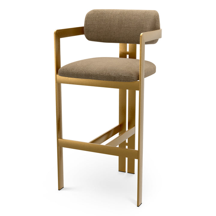 Bar Stool Donato Brushed Brass Finish Stratfort Brown Chairs Eichholtz