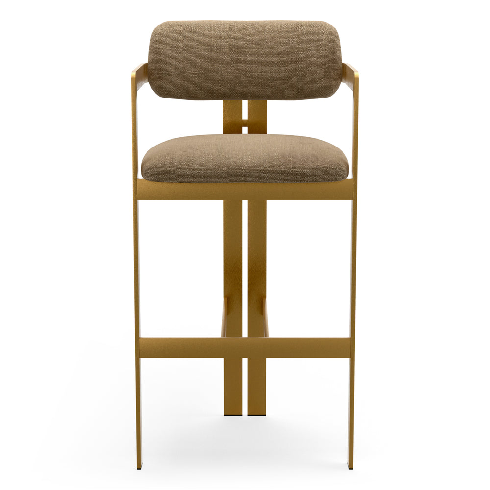 Bar Stool Donato Brushed Brass Finish Stratfort Brown Eichholtz