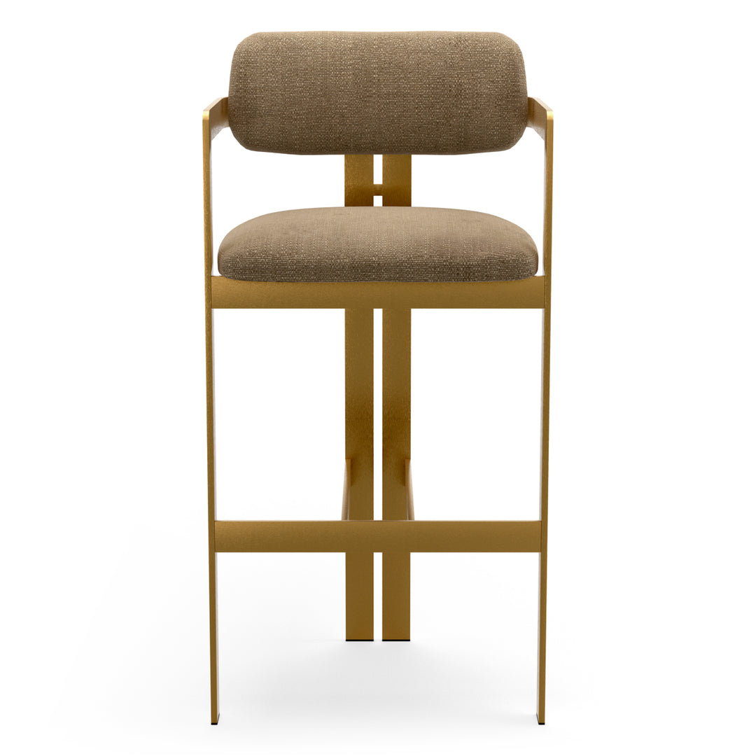 Bar Stool Donato Brushed Brass Finish Stratfort Brown Chairs Eichholtz