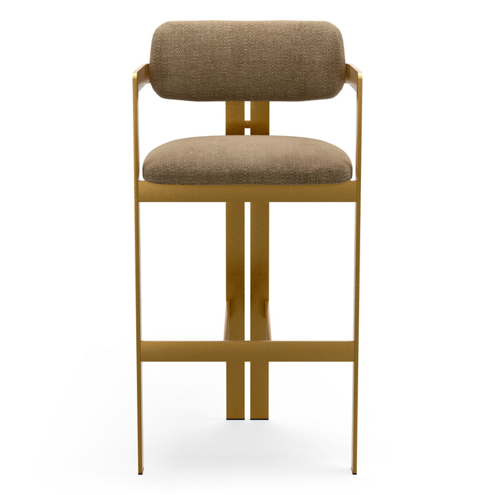 Bar Stool Donato Brushed Brass Finish Stratfort Brown Chairs Eichholtz