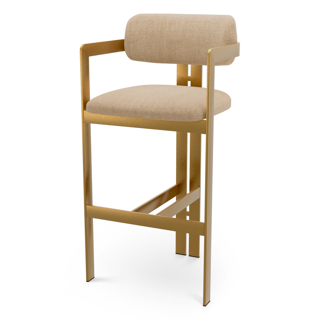 Bar Stool Donato Brushed Brass Finish Stratfort Sand Eichholtz