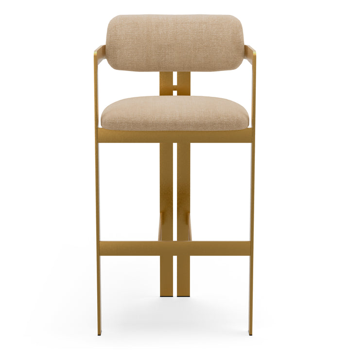 Bar Stool Donato Brushed Brass Finish Stratfort Sand Eichholtz