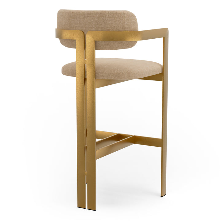 Bar Stool Donato Brushed Brass Finish Stratfort Sand Eichholtz