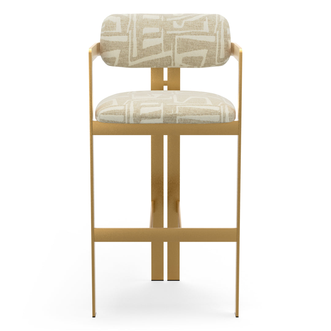 Bar Stool Donato Brushed Brass Finish Davenport Light Grey Eichholtz
