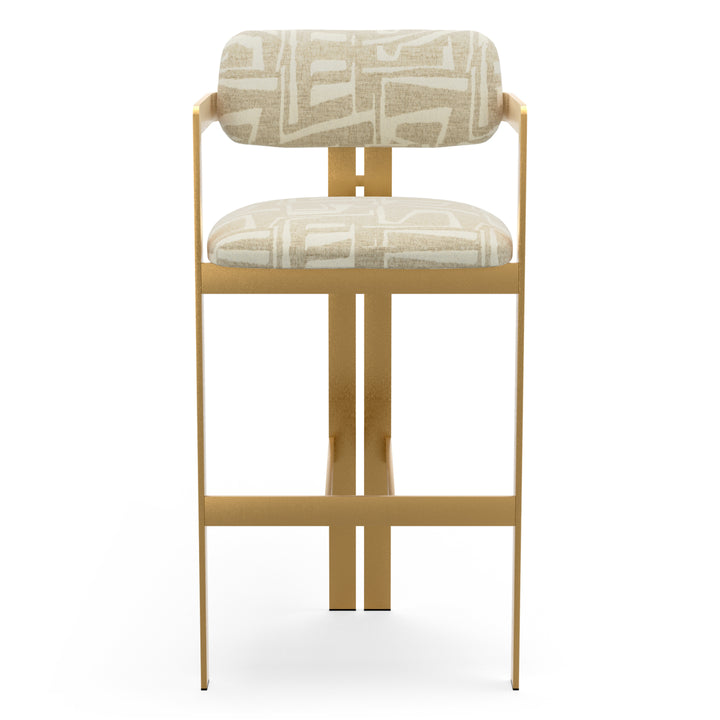 Bar Stool Donato Brushed Brass Finish Davenport Light Grey Eichholtz