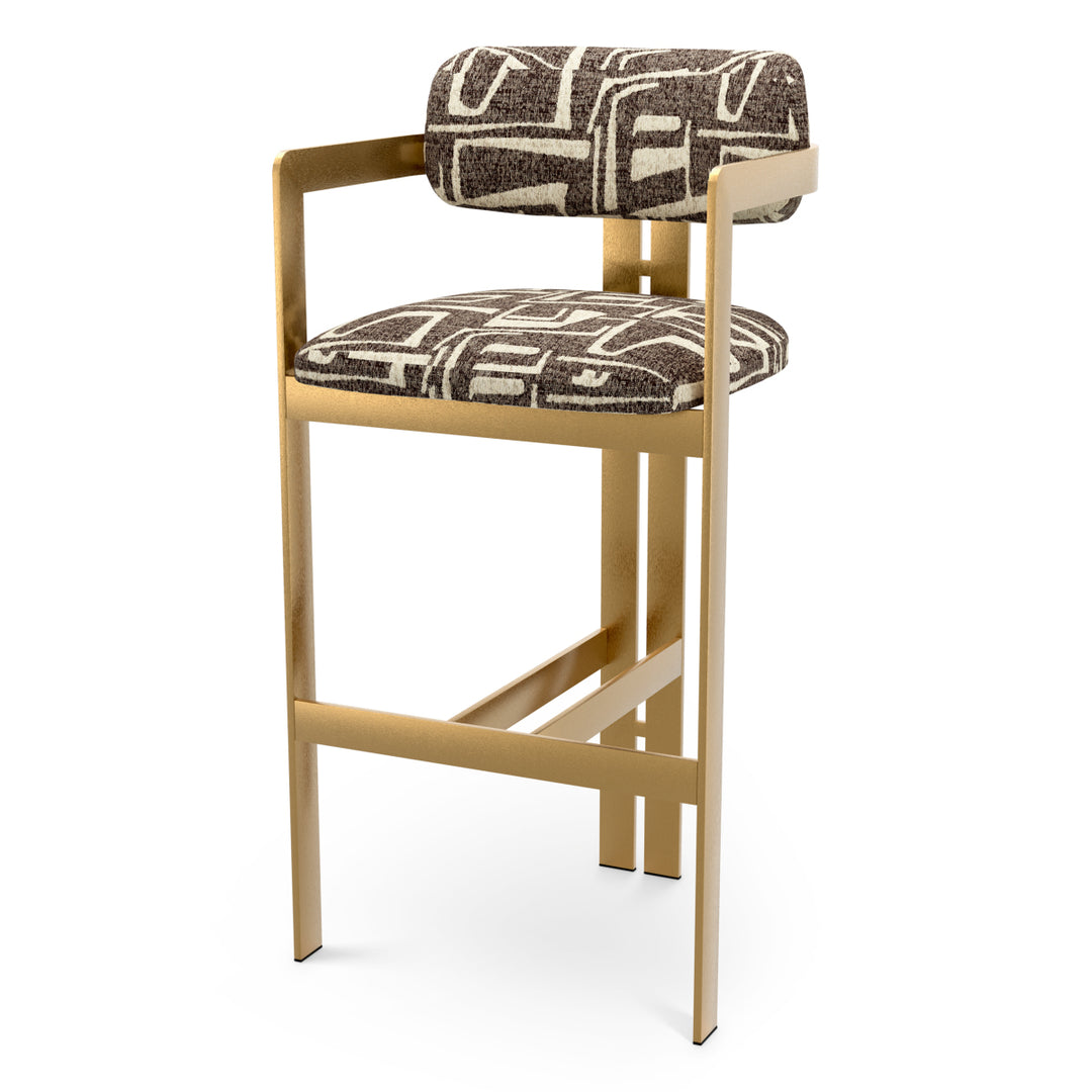 Bar Stool Donato Brushed Brass Finish Davenport Dark Brown Eichholtz