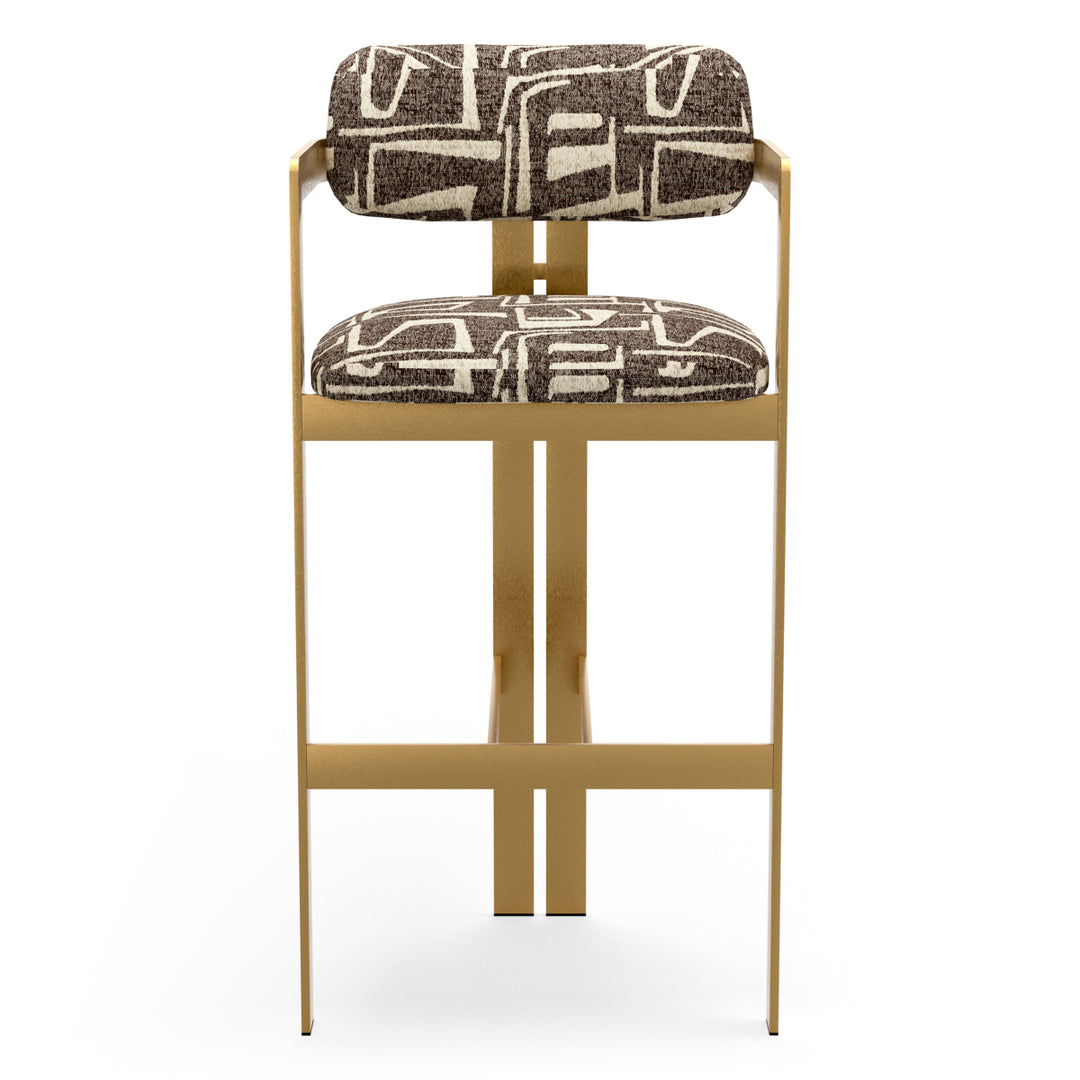 Bar Stool Donato Brushed Brass Finish Davenport Dark Brown Chairs Eichholtz