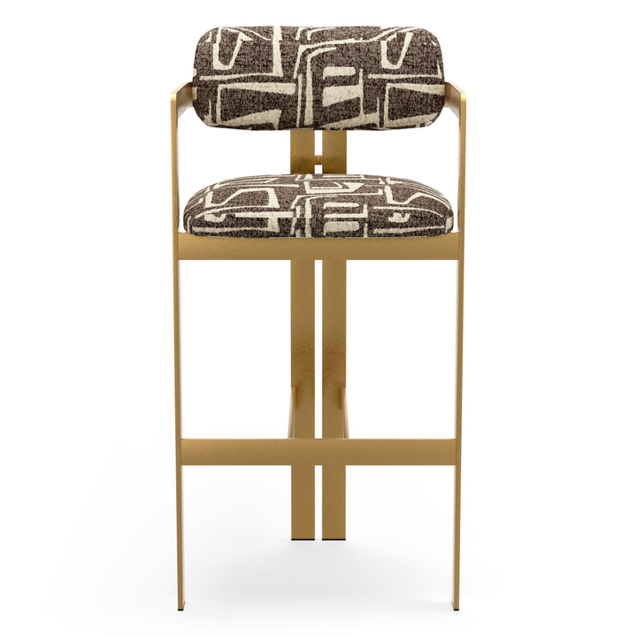 Bar Stool Donato Brushed Brass Finish Davenport Dark Brown Chairs Eichholtz