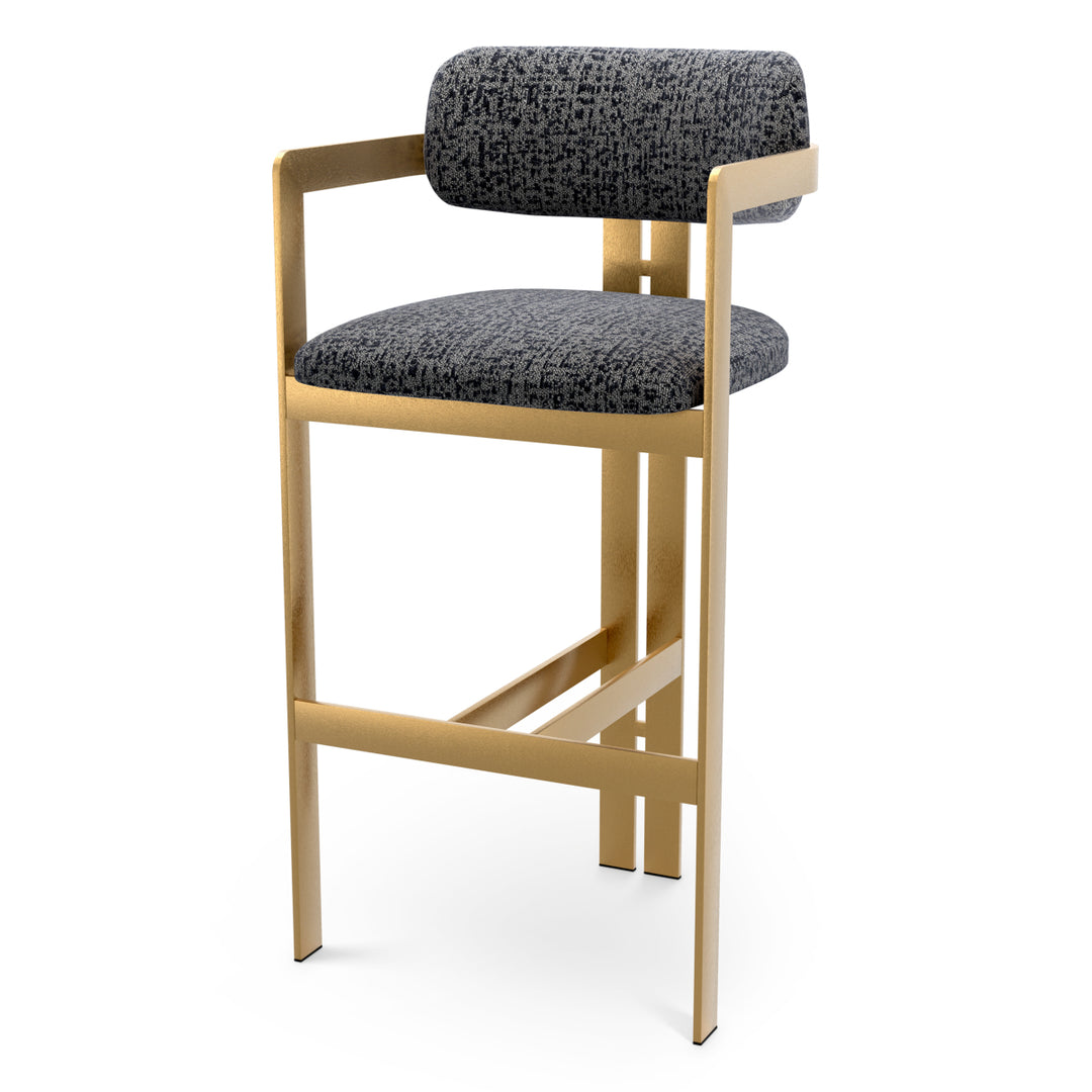 Bar Stool Donato Brushed Brass Finish Montclair Blue Eichholtz