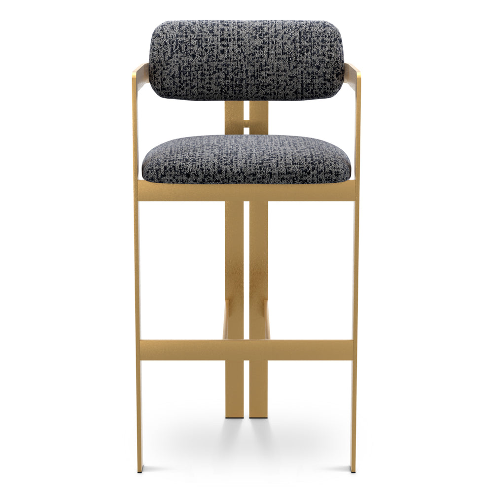 Bar Stool Donato Brushed Brass Finish Montclair Blue Eichholtz