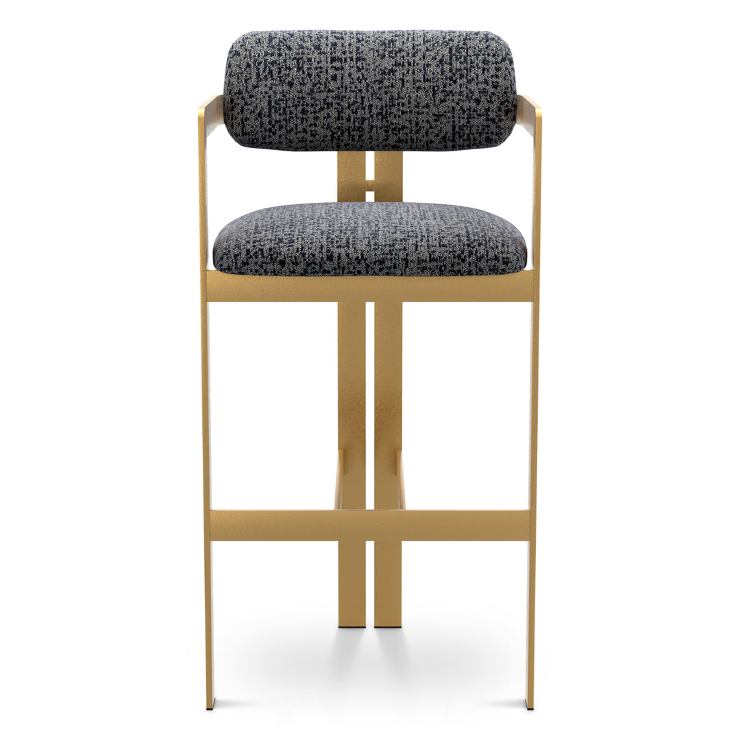 Bar Stool Donato Brushed Brass Finish Montclair Blue Eichholtz