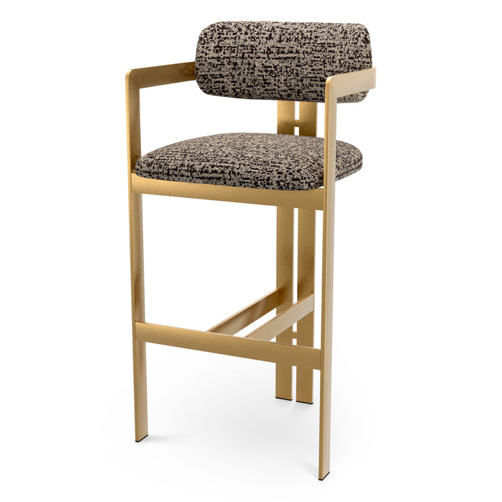Bar Stool Donato Brushed Brass Finish Montclair Dark Brown Eichholtz
