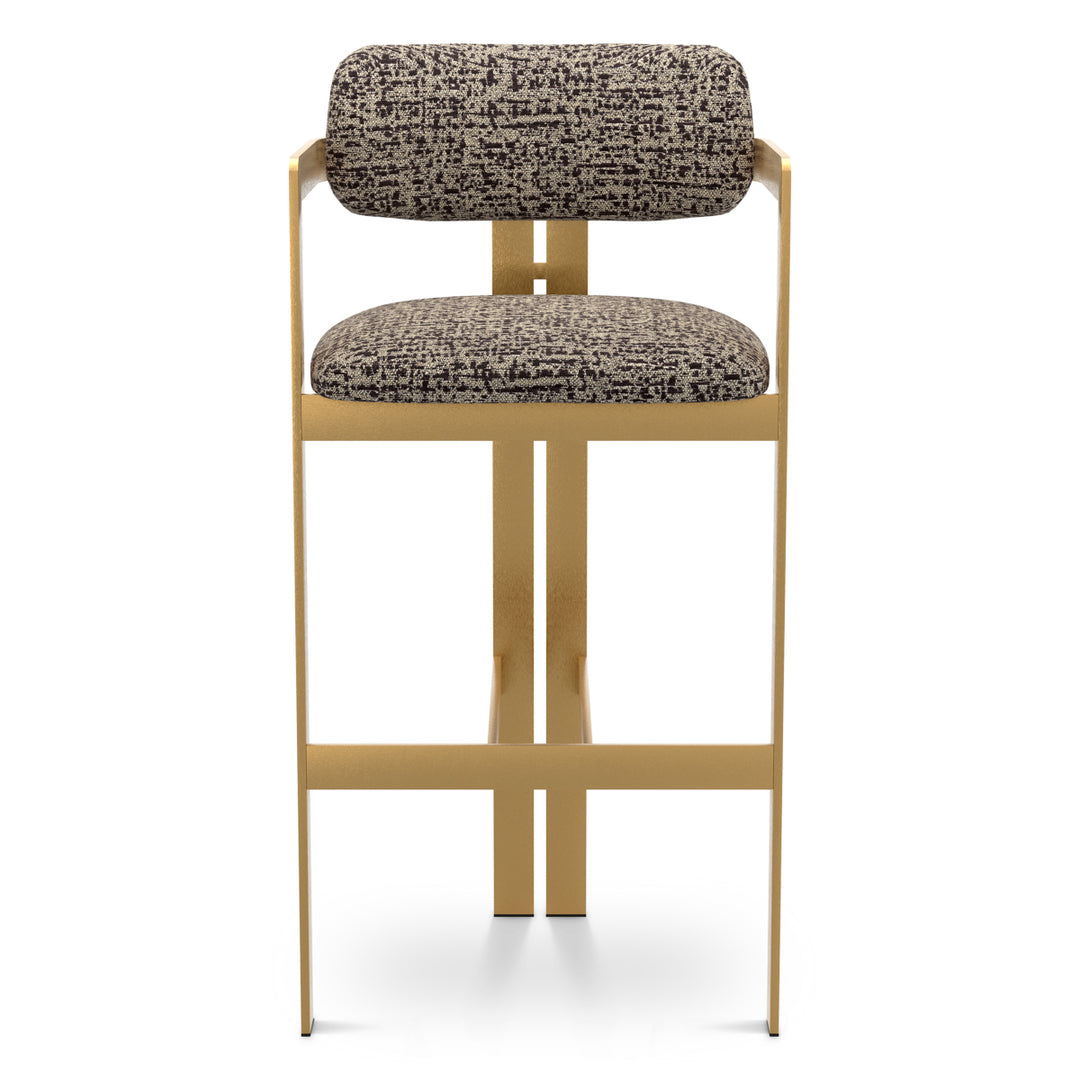 Bar Stool Donato Brushed Brass Finish Montclair Dark Brown Eichholtz