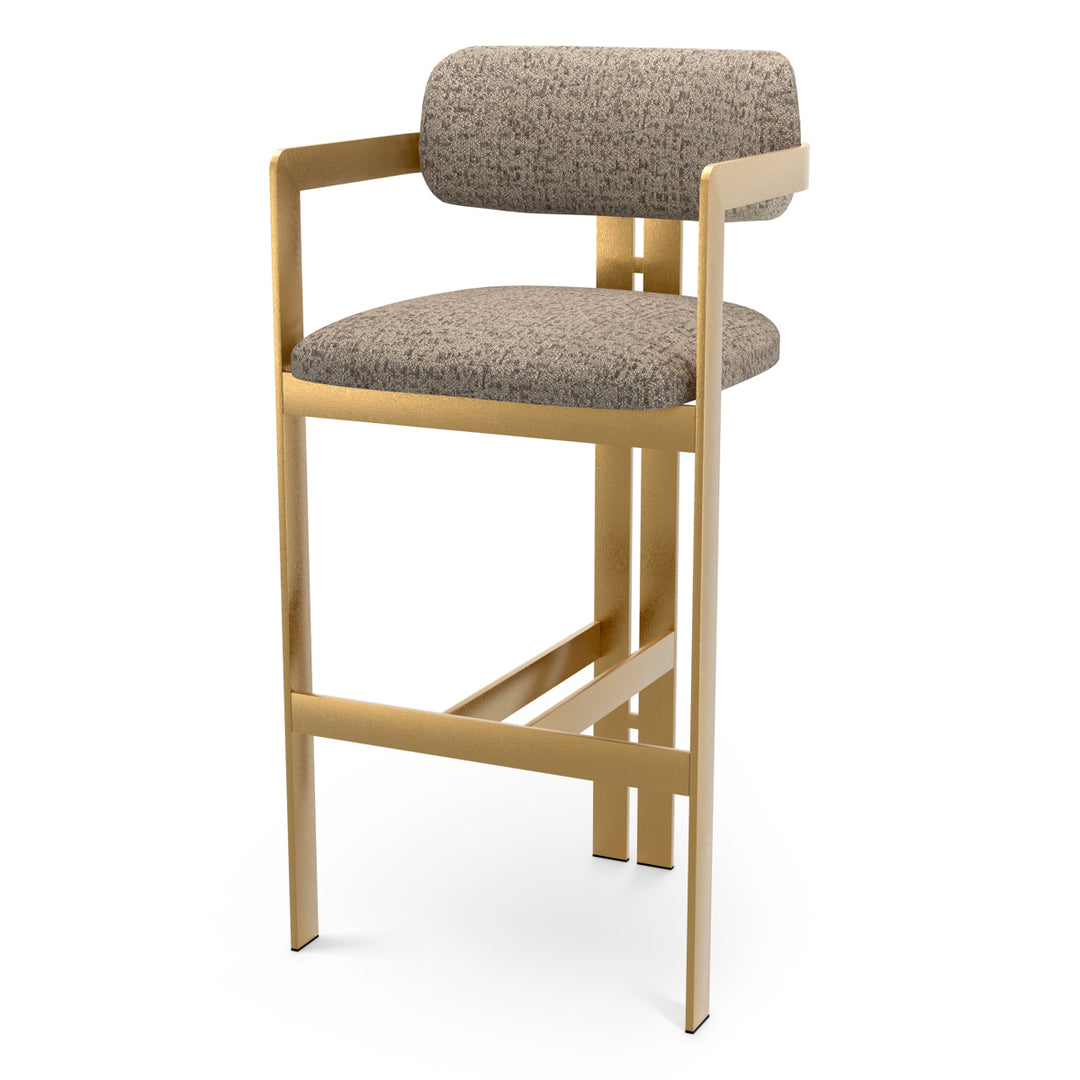 Bar Stool Donato Brushed Brass Finish Montclair Warm Grey Eichholtz