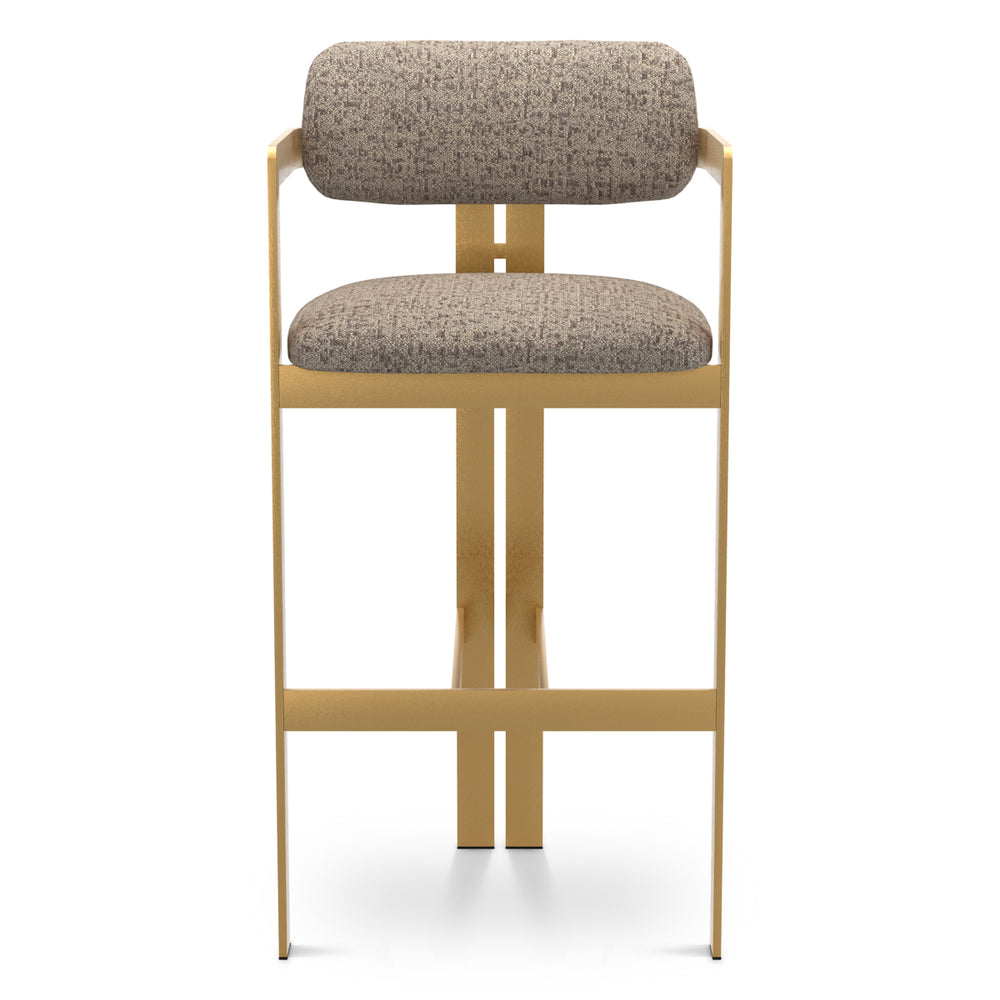 Bar Stool Donato Brushed Brass Finish Montclair Warm Grey Eichholtz