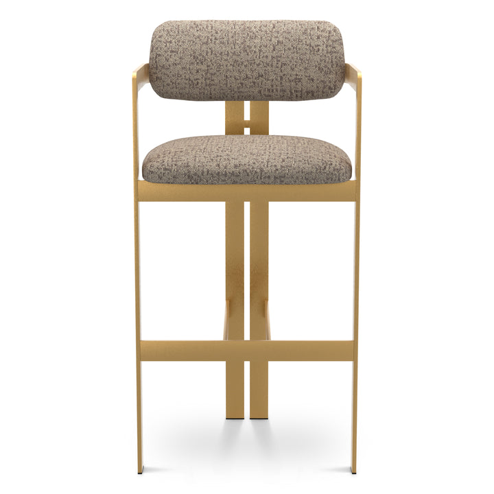 Bar Stool Donato Brushed Brass Finish Montclair Warm Grey Eichholtz