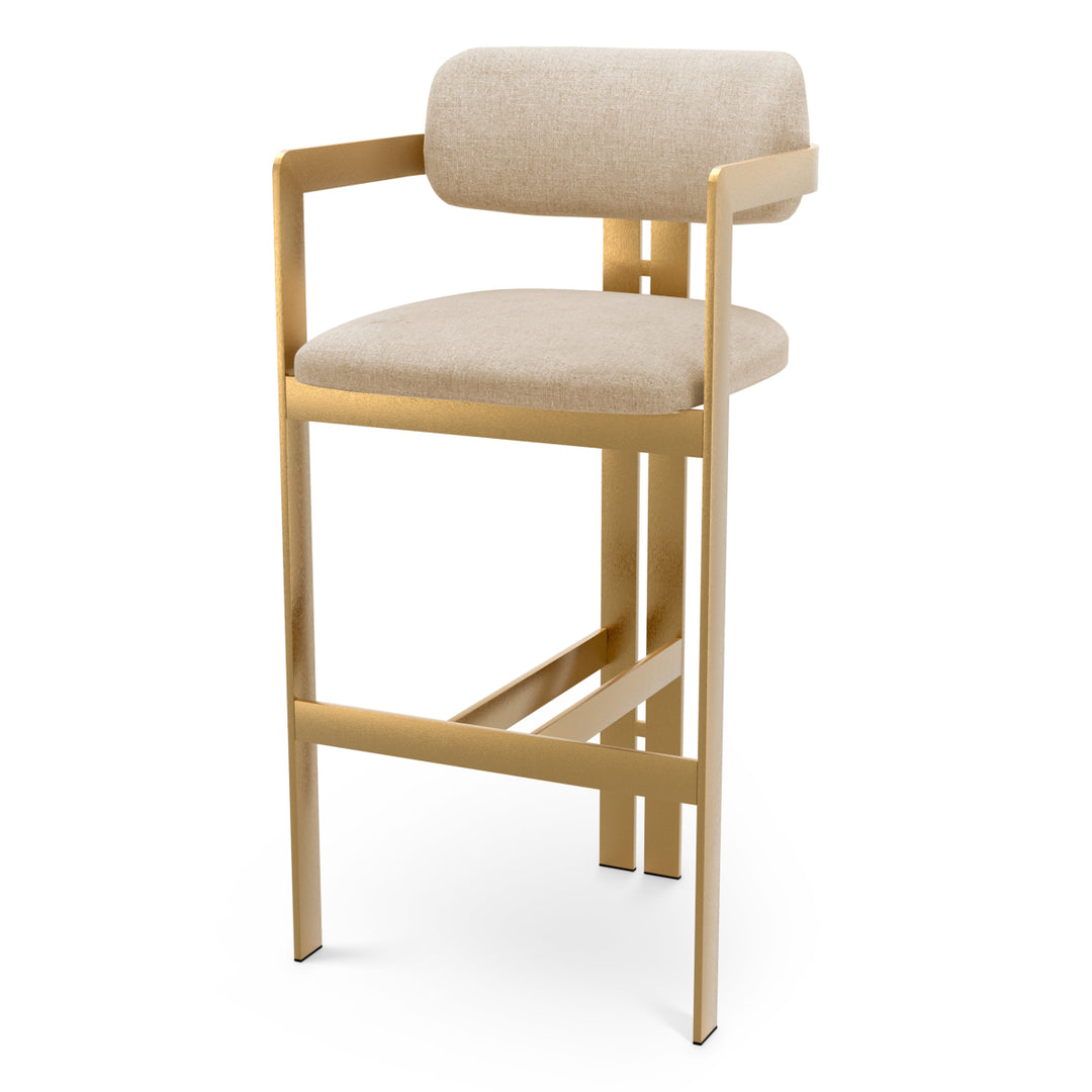Bar Stool Donato Brushed Brass Finish Hastings Beige Eichholtz