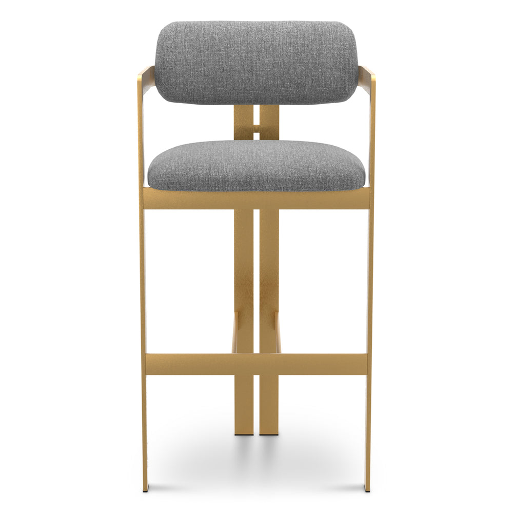 Bar Stool Donato Brushed Brass Finish Hastings Light Blue Eichholtz