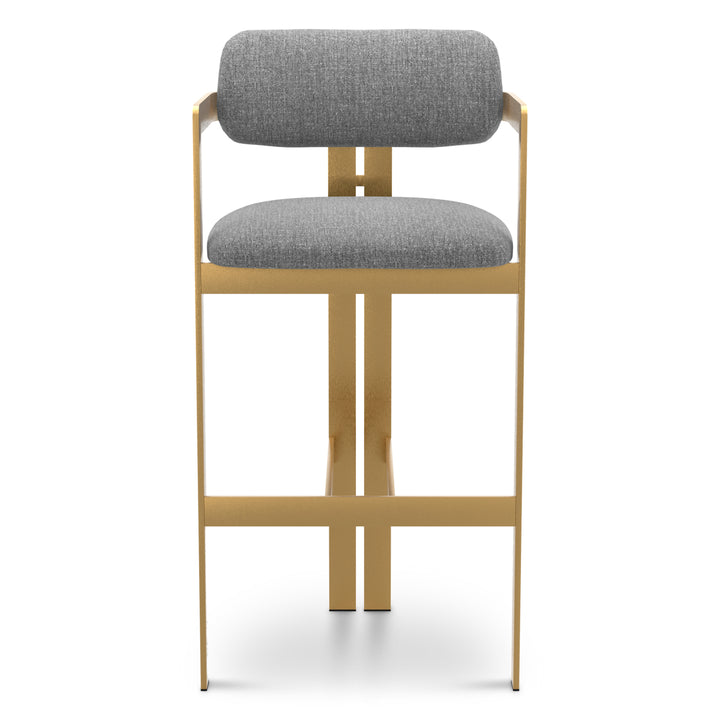 Bar Stool Donato Brushed Brass Finish Hastings Light Blue Eichholtz