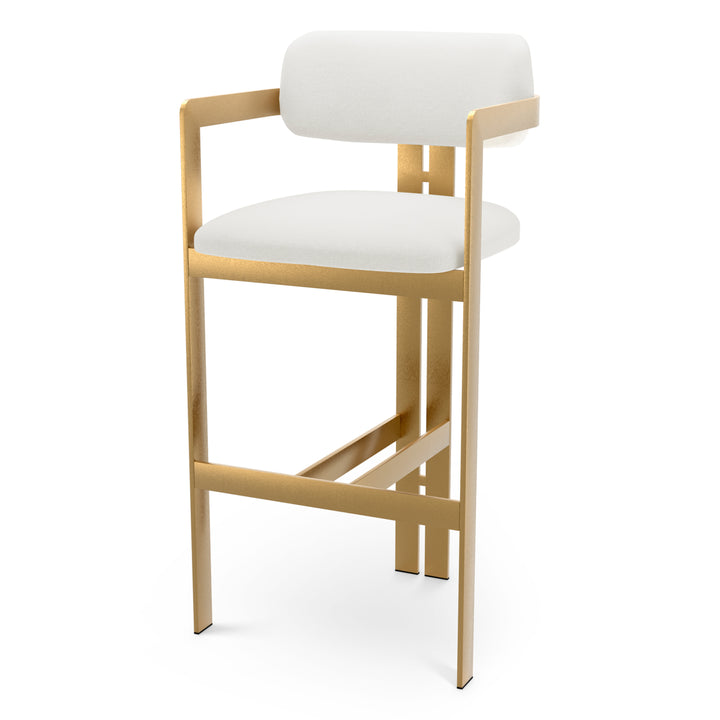 Bar Stool Donato Brushed Brass Finish Muslin White Eichholtz