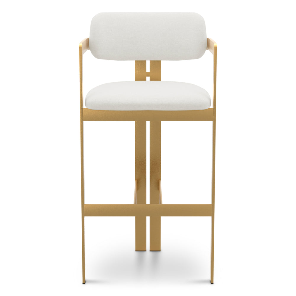 Bar Stool Donato Brushed Brass Finish Muslin White Eichholtz