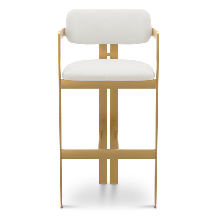 Bar Stool Donato Brushed Brass Finish Muslin White Eichholtz