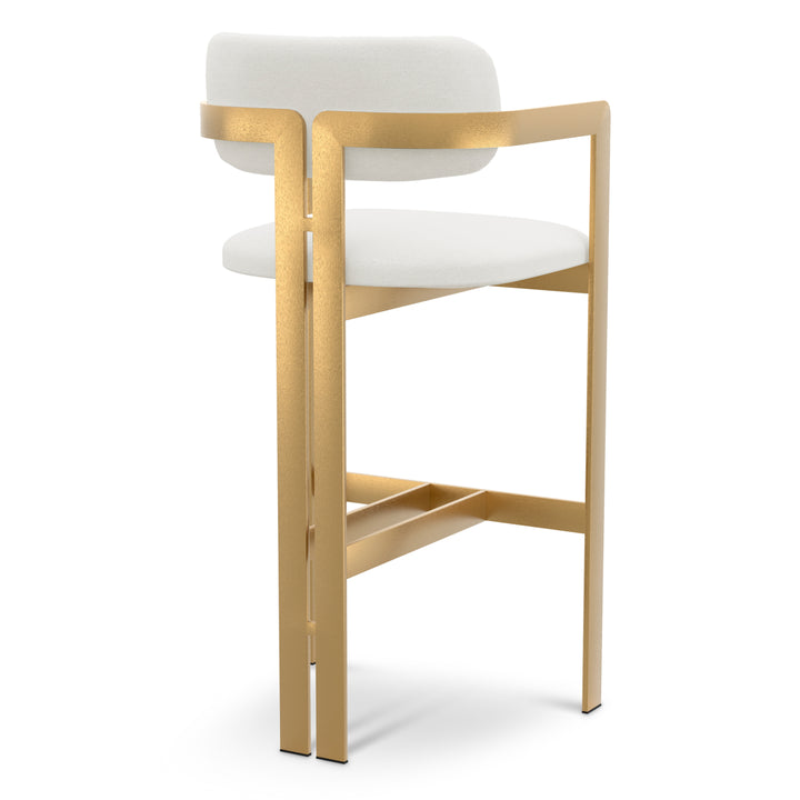 Bar Stool Donato Brushed Brass Finish Muslin White Eichholtz