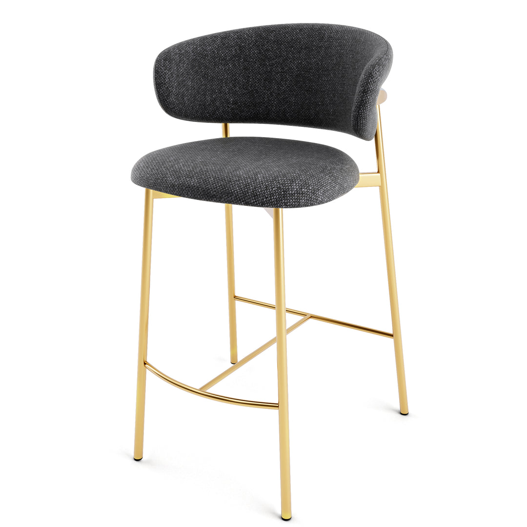 Oleandro Stool Polished Brass Anthracite Grey  Calligaris   