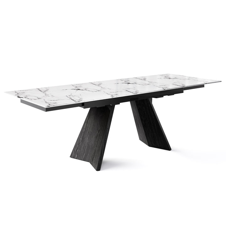 Icaro Dining Table Extendable Matt Black White Marble Calligaris