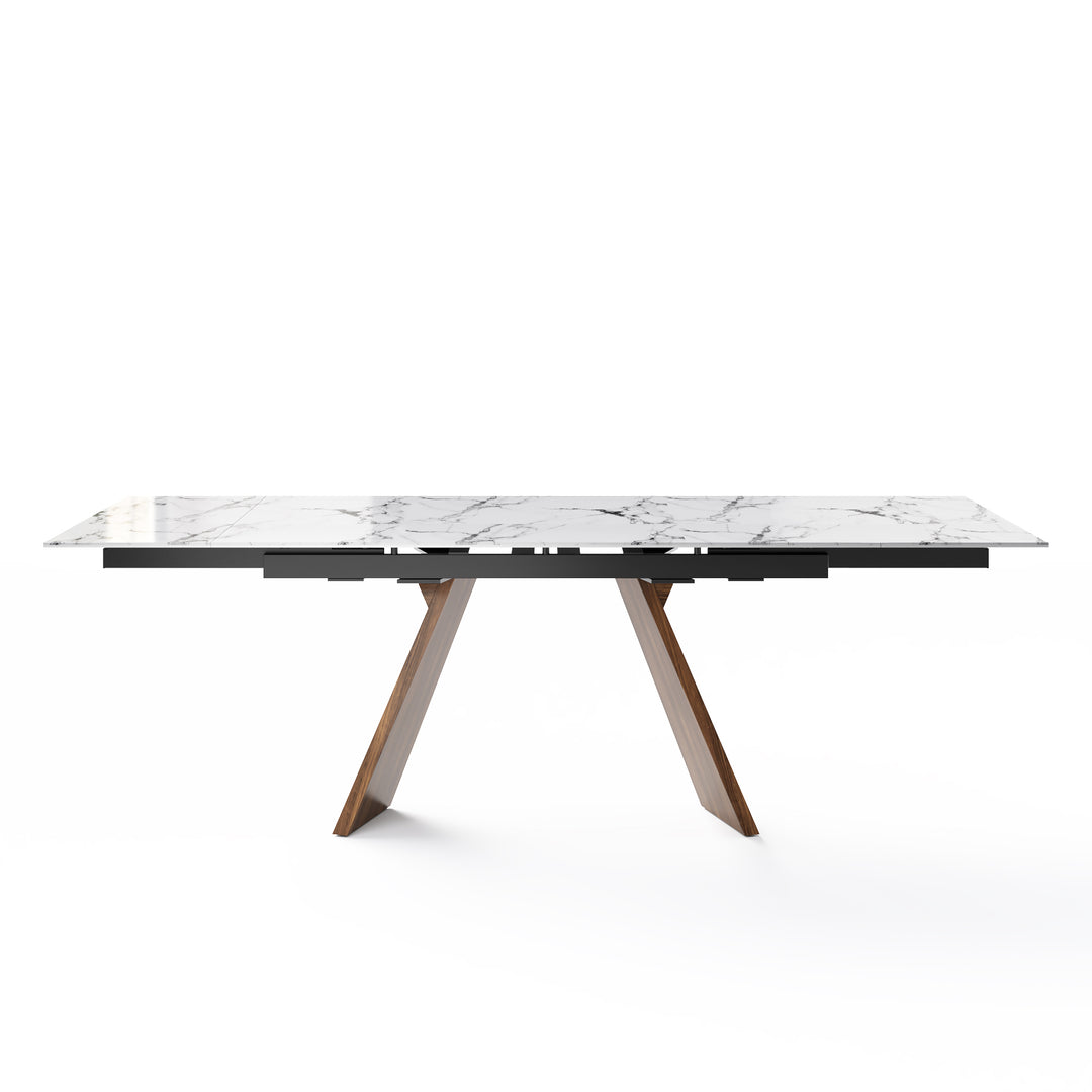 Icaro Dining Table Extendable Canaletto Walnut White Marble Calligaris