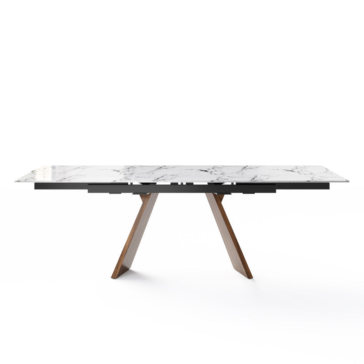 Icaro Dining Table Extendable Canaletto Walnut White Marble Calligaris