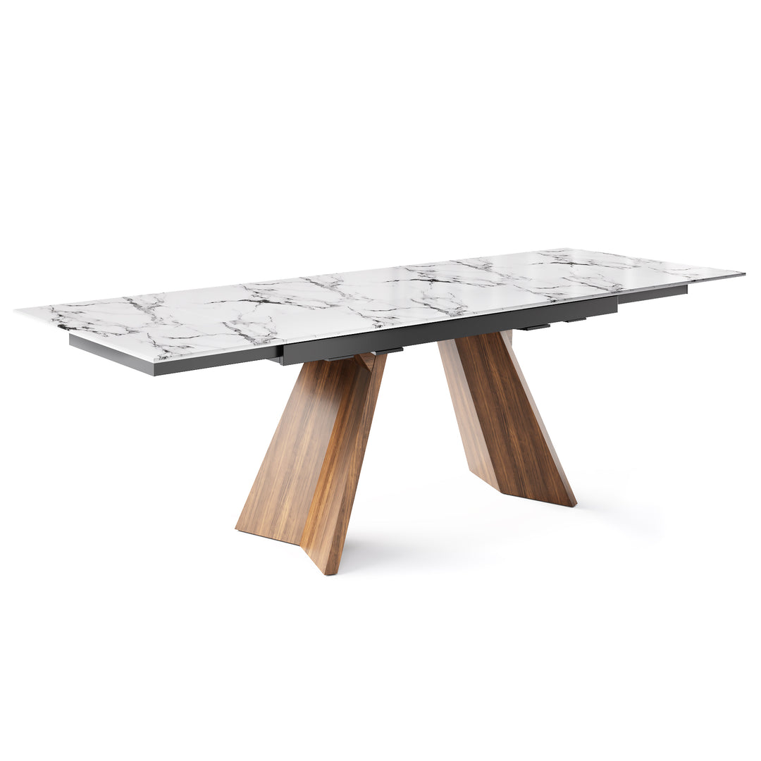 Icaro Dining Table Extendable Canaletto Walnut White Marble Calligaris