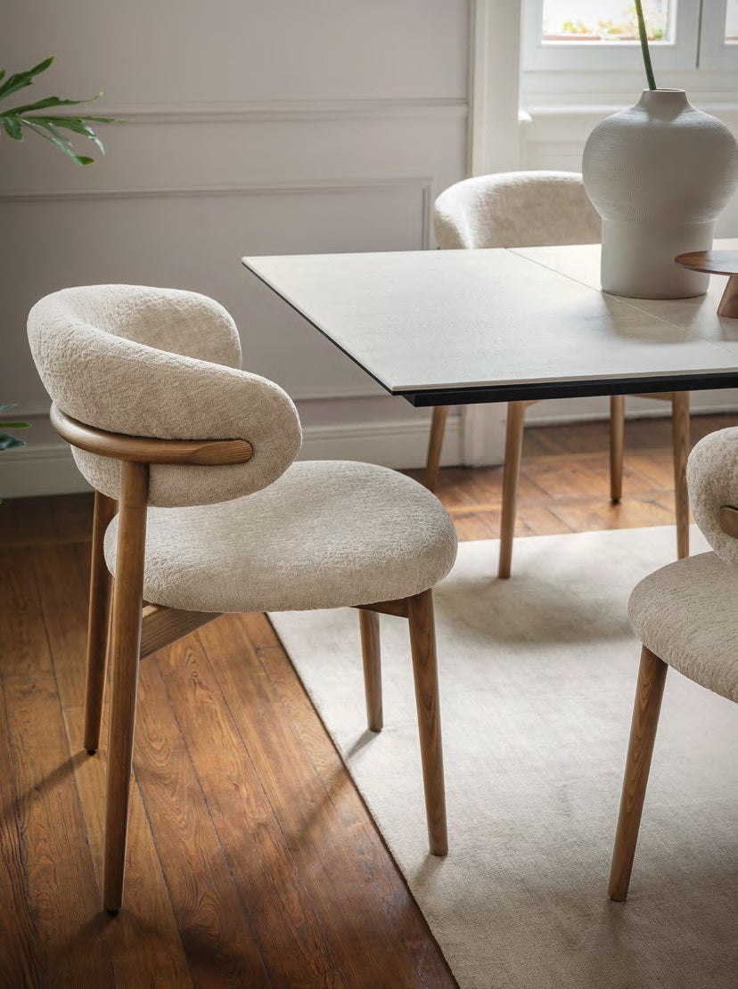 Icaro Dining Table Extendable Canaletto Walnut White Travertino Calligaris