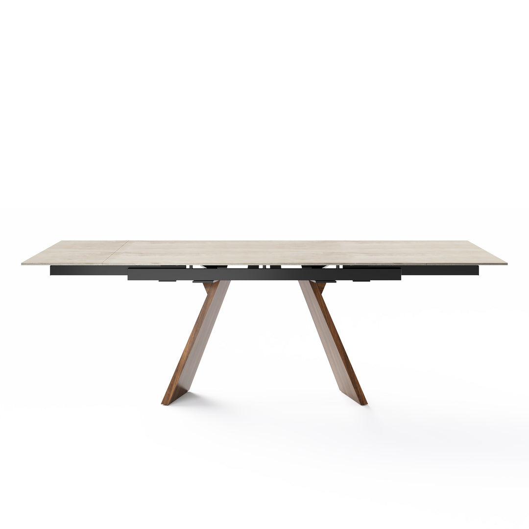 Icaro Dining Table Extendable Canaletto Walnut White Travertino Calligaris