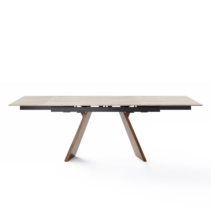 Icaro Dining Table Extendable Canaletto Walnut White Travertino Calligaris