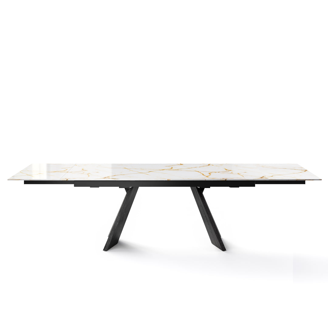 Icaro Dining Table Extendable Matt Black Golden Statuary Marble  Calligaris   