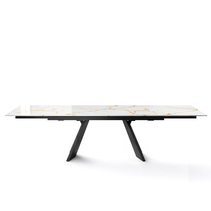 Icaro Dining Table Extendable Matt Black Golden Statuary Marble  Calligaris   